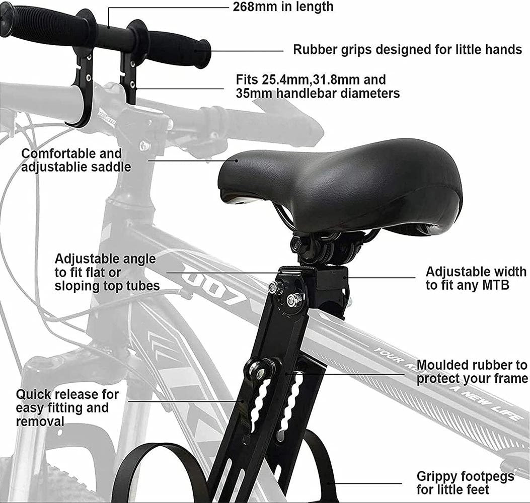 Kids Bike Seat and Handlebar Pack (2-5 years) Mounted Bicycle Saddle Seat Child Bike Seat