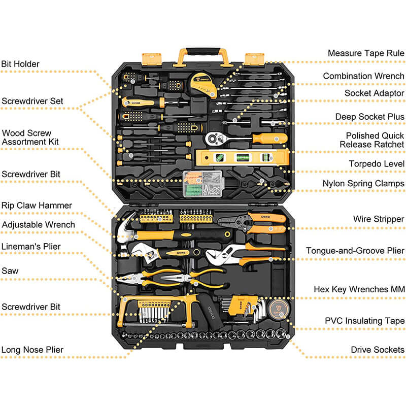 Household Hand Tool Set Home Auto Repair Kit Premium Quality