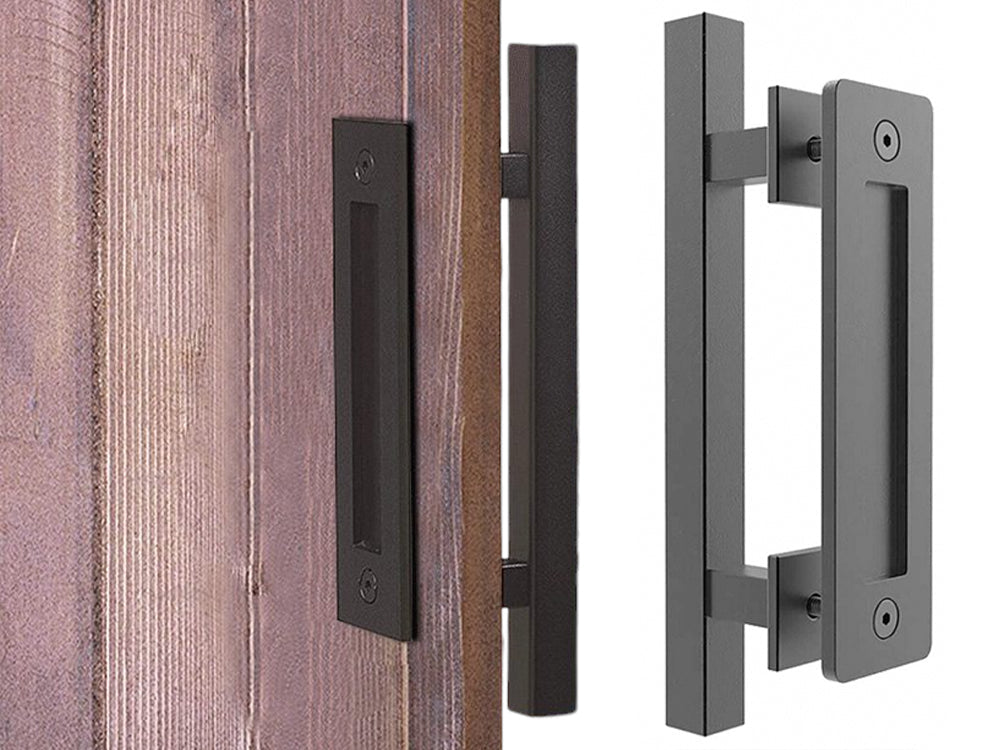 barn door handle square black