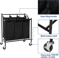 Thumbnail for 3 Bag Laundry Hamper Rolling Laundry Sorter