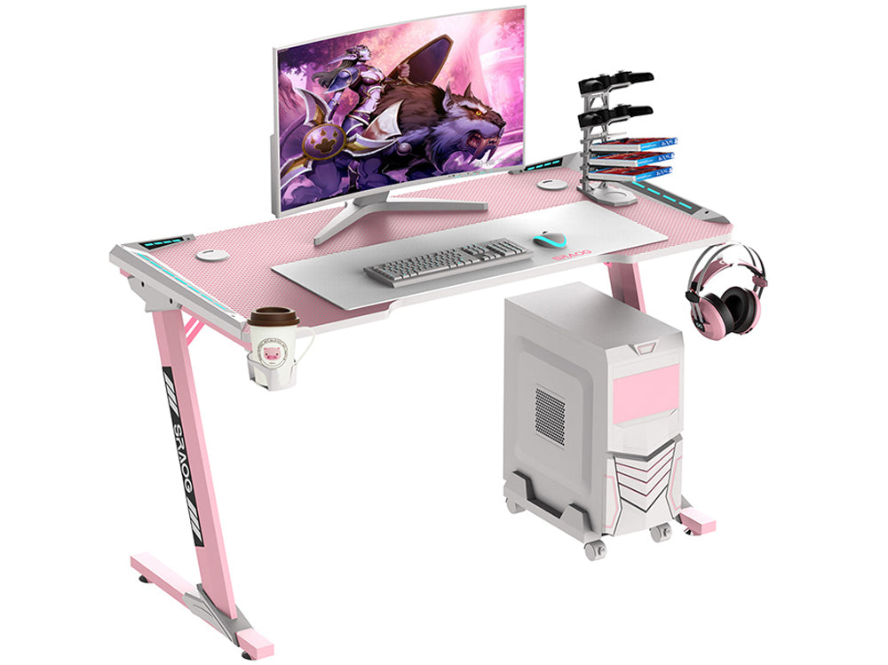 Gaming Desk Office Desk Table 120CM PINK RGB