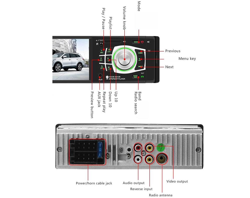 Car Stereo Bluetooth FM Audio Head Unit Player