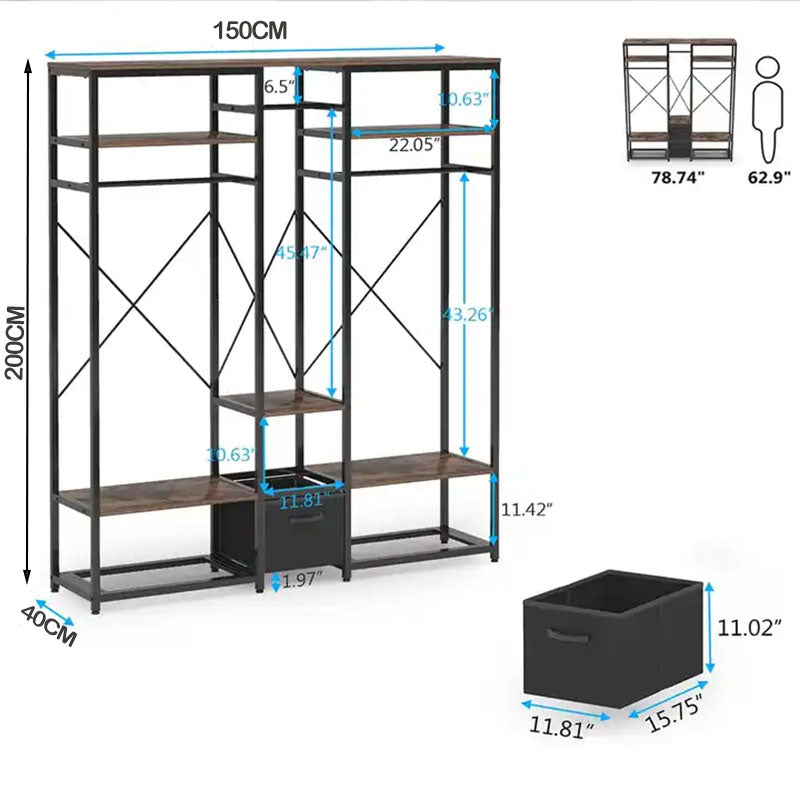 Metal Wardrobe Clothes Rack Clothes Organizer