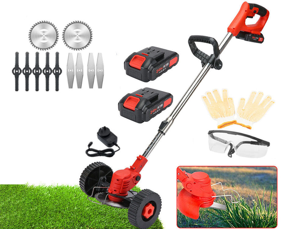 Cordless Push Weed Eater and Grass Trimmer Lawn Mower