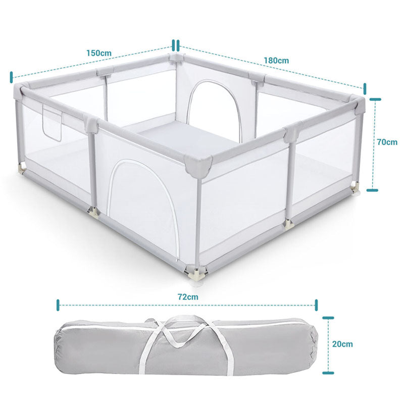 Portable Baby Playpen Fence Gate Wall Fence Barrier Play Gym Mat 180cm