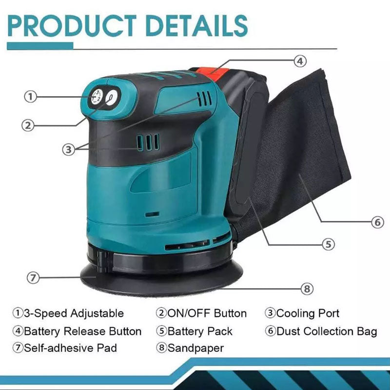 Orbital Sander 125MM Fits Makita 18V Battery