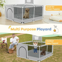 Thumbnail for Portable Baby Playpen Fence Gate Wall Fence Barrier Play Gym Mat 125cm