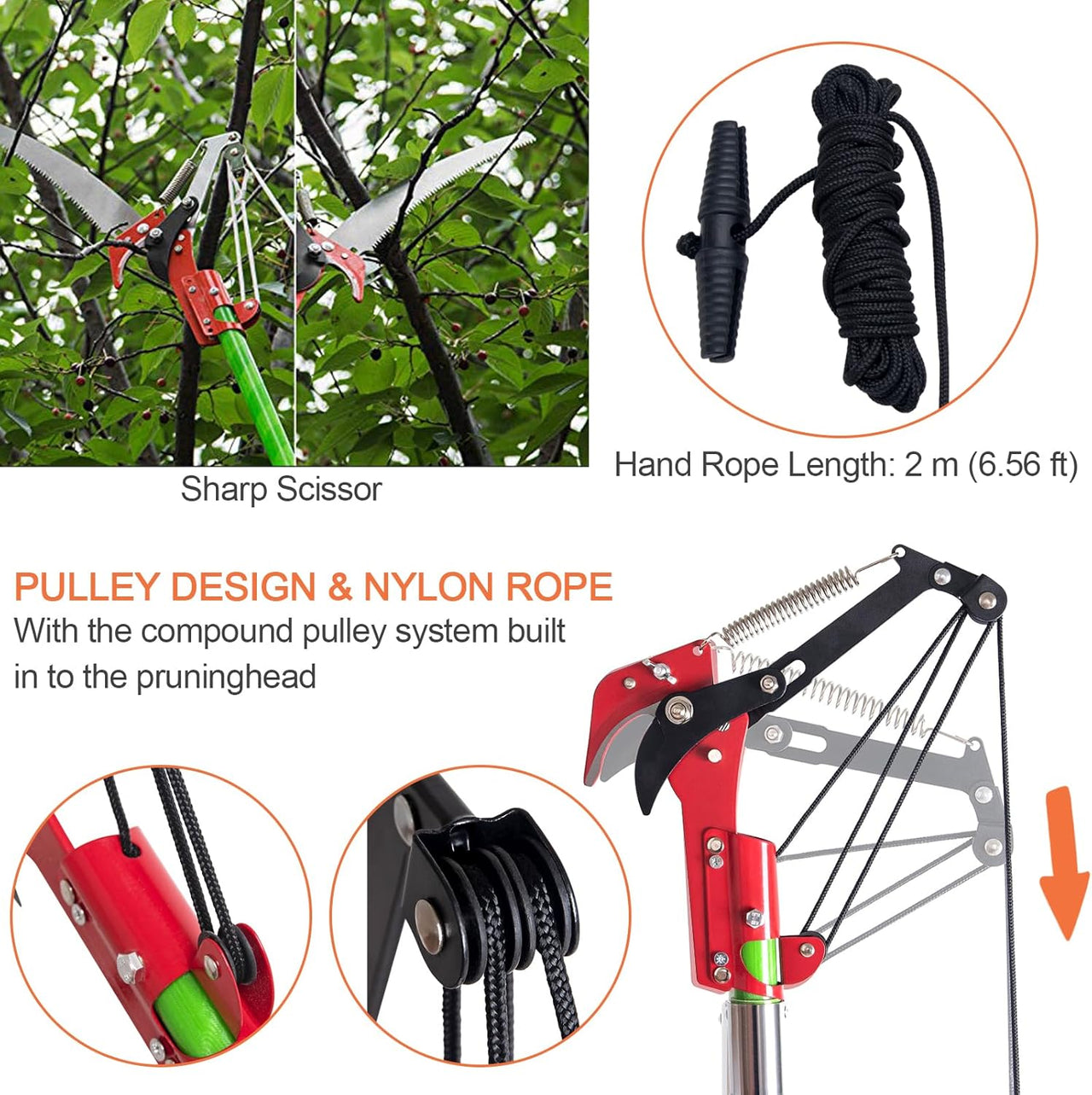 Detachable Pole Pruning Saw 8m Tree Trimmer Saw Shearing