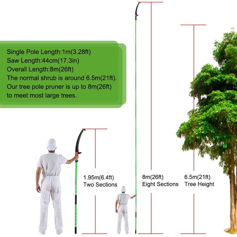 Detachable Pole Pruning Saw 8m Tree Trimmer Saw Shearing