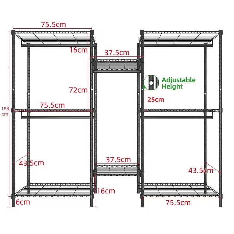 Metal Wardrobe Clothes Rack Clothes Organizer