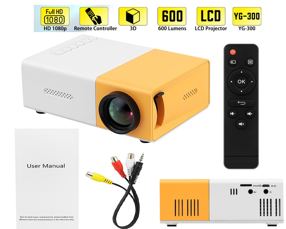 Projector HD 1080P Portable HDMI USB