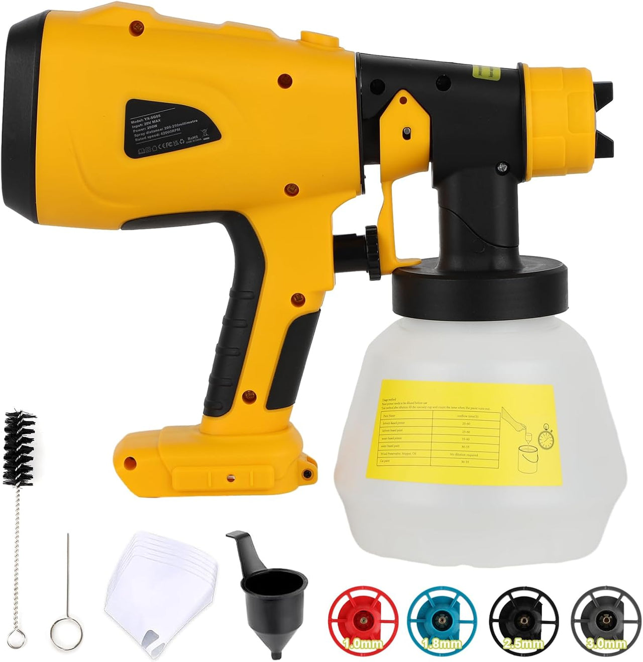 Cordless High Pressure Spray Gun Paint Sprayer Fits Dewalt 18V Battery