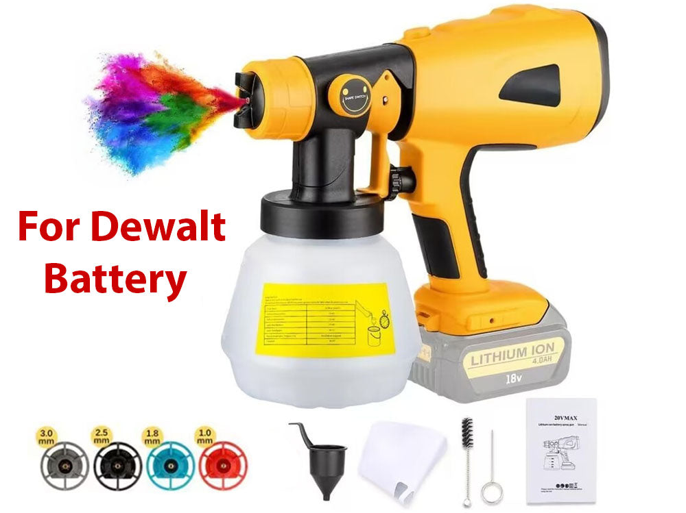 Cordless High Pressure Spray Gun Paint Sprayer Fits Dewalt 18V Battery