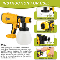 Thumbnail for Cordless High Pressure Spray Gun Paint Sprayer Fits Dewalt 18V Battery