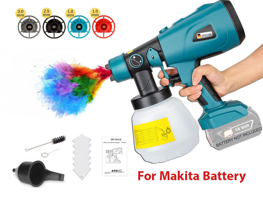 Cordless High Pressure Spray Gun Paint Sprayer Fits Makita 18V Battery