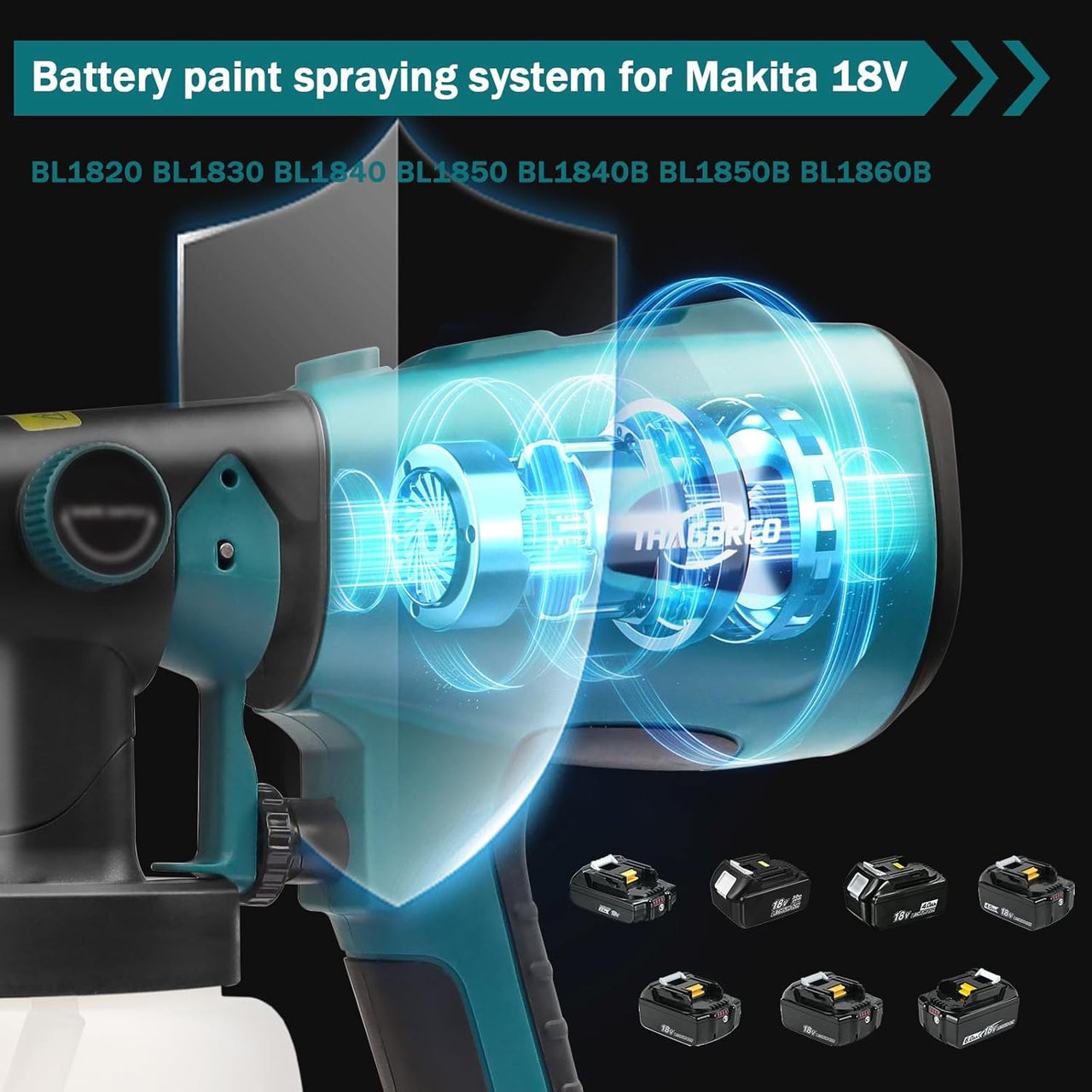 Cordless High Pressure Spray Gun Paint Sprayer Fits Makita 18V Battery