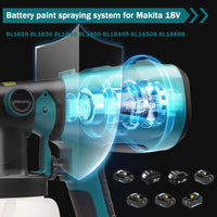 Thumbnail for Cordless High Pressure Spray Gun Paint Sprayer Fits Makita 18V Battery