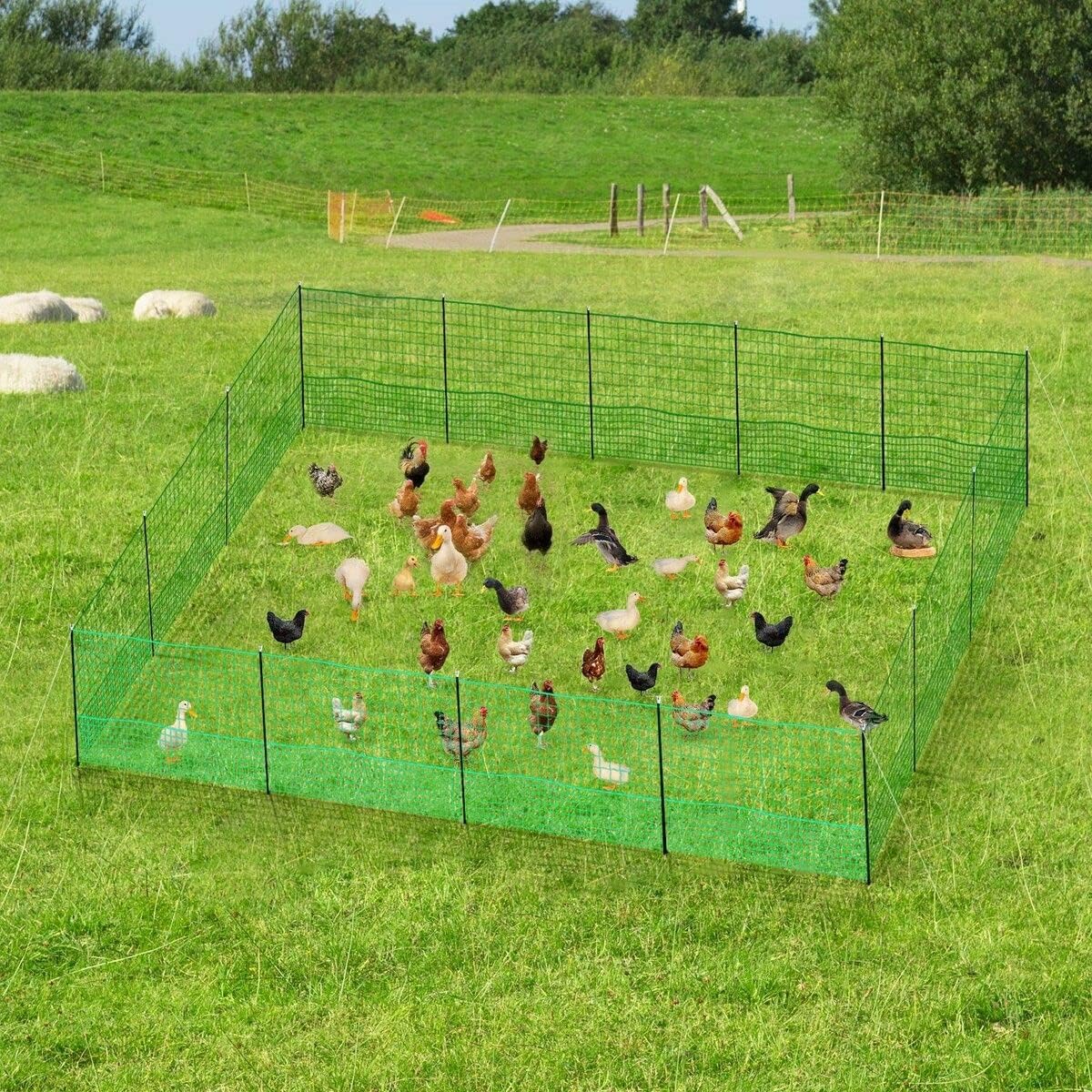 Chicken Fence Hen Poultry Coop Farm Runs Mesh Cage Net Habitat Safe House Pen