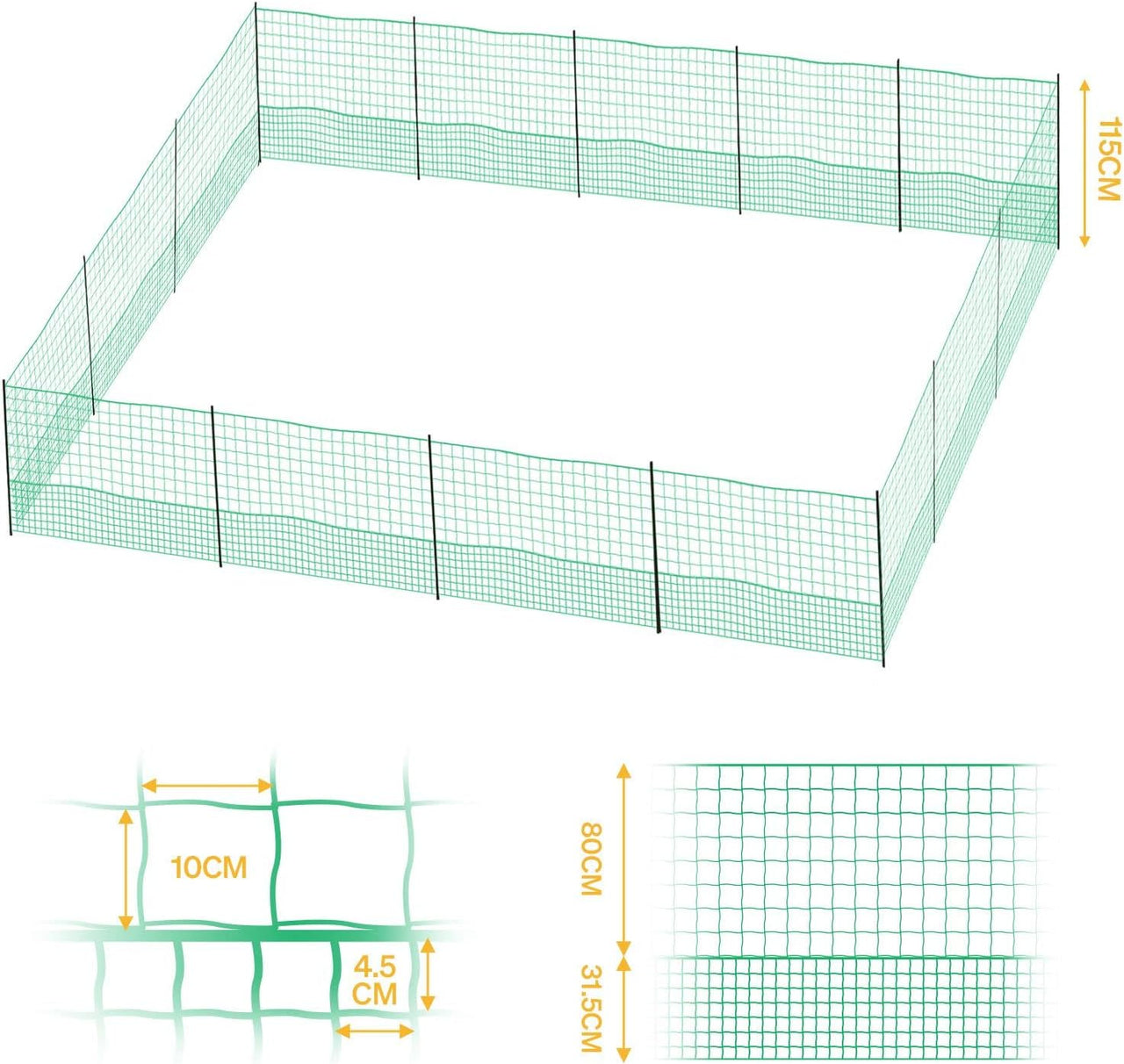 Chicken Fence Hen Poultry Coop Farm Runs Mesh Cage Net Habitat Safe House Pen