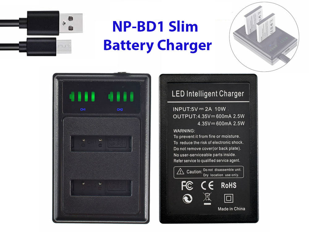 Battery Charger for Sony NP-BD1 NP-FR1 FT1 LCD Slim Battery Charger