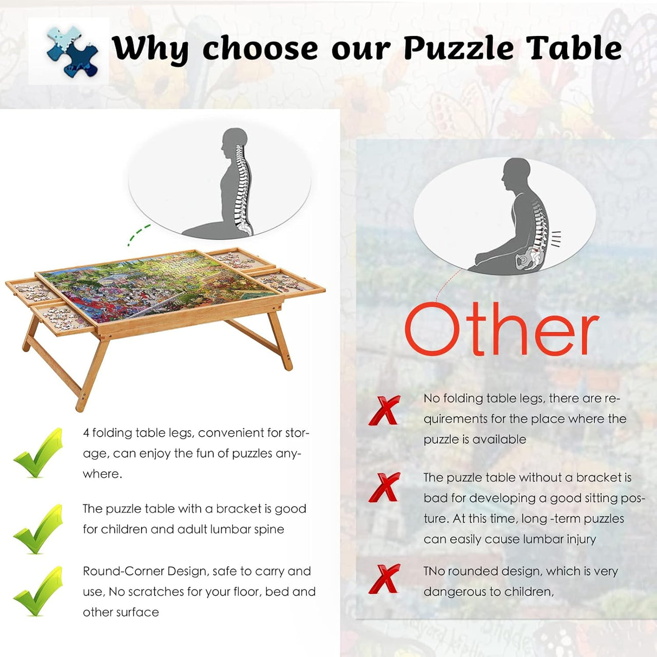 Puzzle Table Craft Board Game Table Jigsaw Game Table 1500 Piece