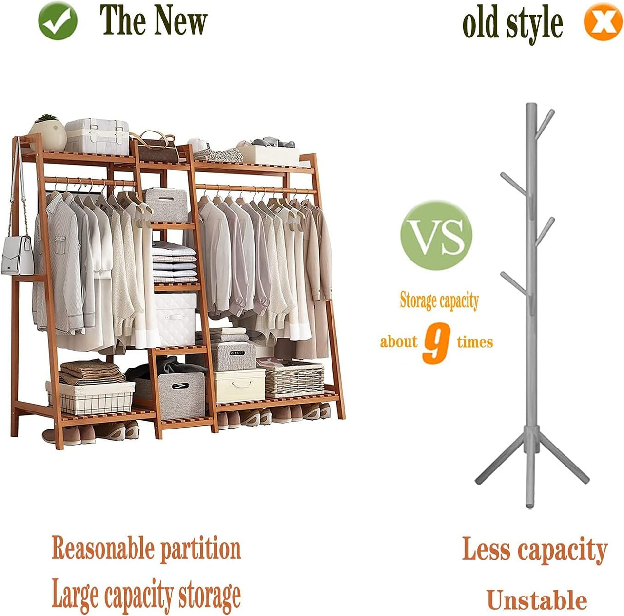 Bamboo Wardrobe Clothes Rack