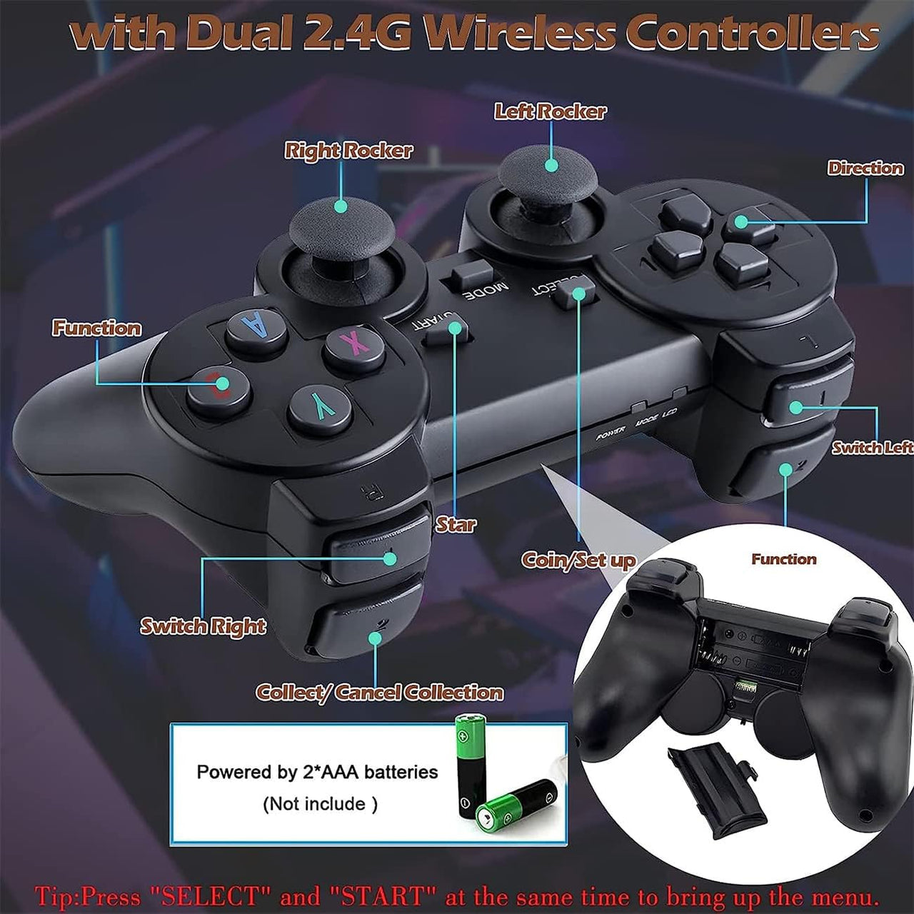 Gaming Console with Controller 64GB