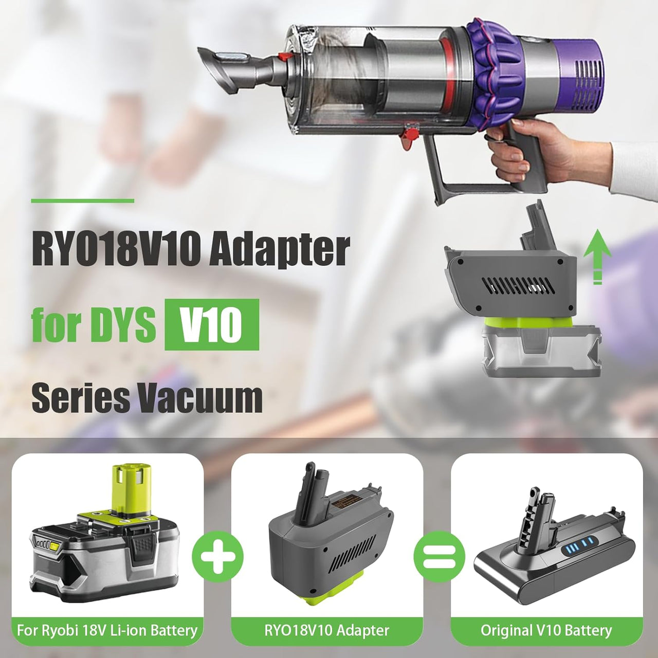 Dyson V10 Adapter for Ryobi 18V Lithium Battery Converter