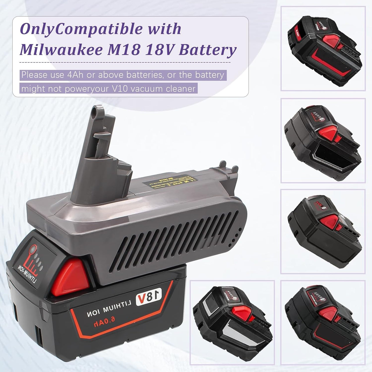 Milwaukee M18 18V Battery Adapter Converter To Dyson V10 Battery