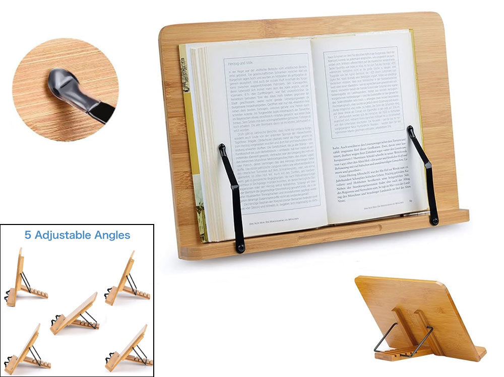 Reading Book Stand Adjustable Wooden Bible Holder Bamboo Foldable Rack Tablet