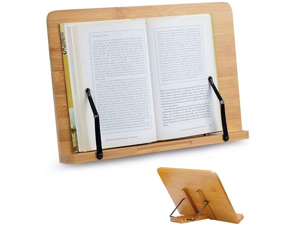 Reading Book Stand Adjustable Wooden Bible Holder Bamboo Foldable Rack Tablet