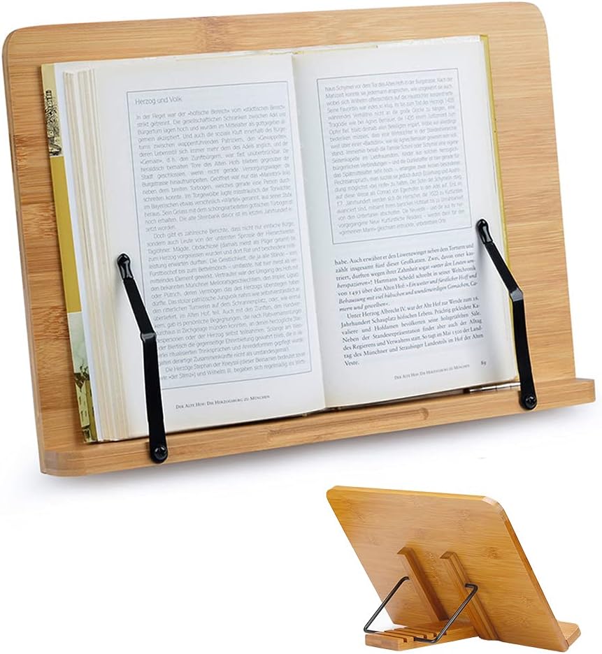 Reading Book Stand Adjustable Wooden Bible Holder Bamboo Foldable Rack Tablet