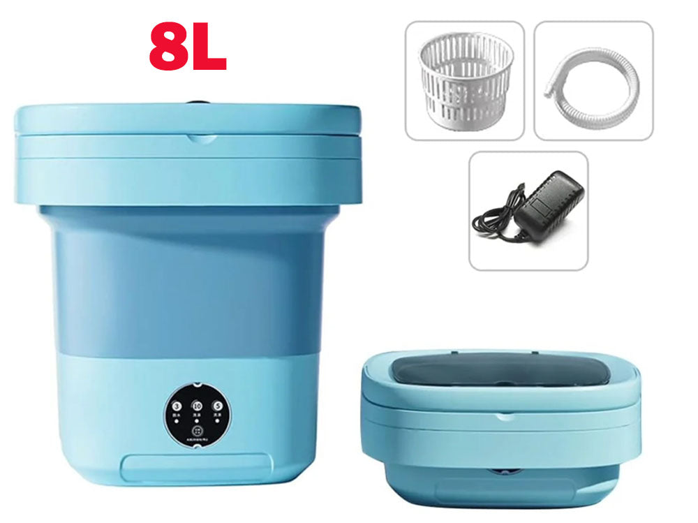 8L Portable Foldable Mini Washing Machine Collapsible Bucket For Travel