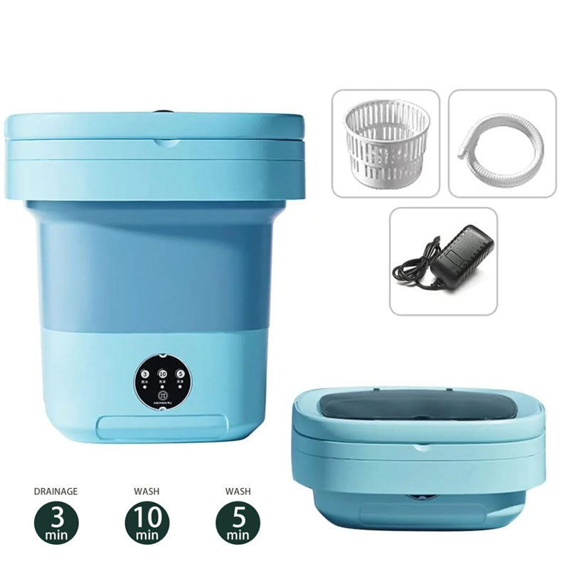 8L Portable Foldable Mini Washing Machine Collapsible Bucket For Travel