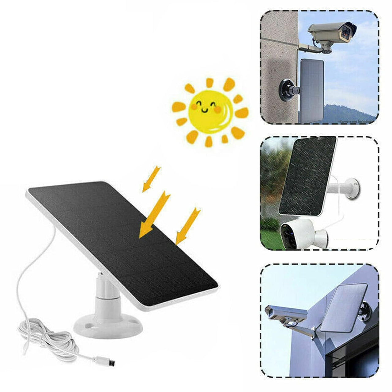 Solar Panel for CCTV Security Camera Eufy Arlo Wyze Swann Reolink Ring Blink