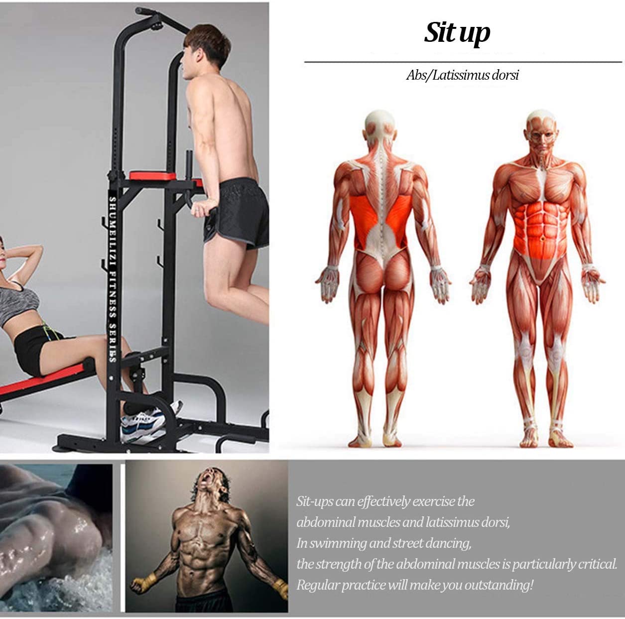 Weight Bench Chin Up Pull Up Station Power Tower