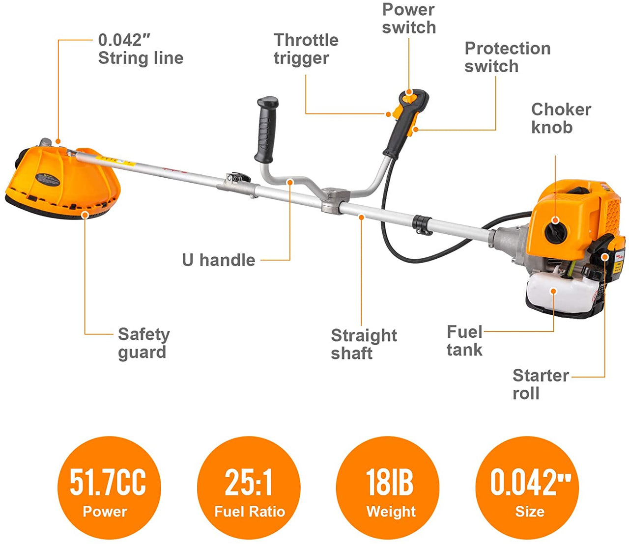 52cc Weedeater Brushcutter Petrol Pole Trimmer Weed Eater Brush Cutter