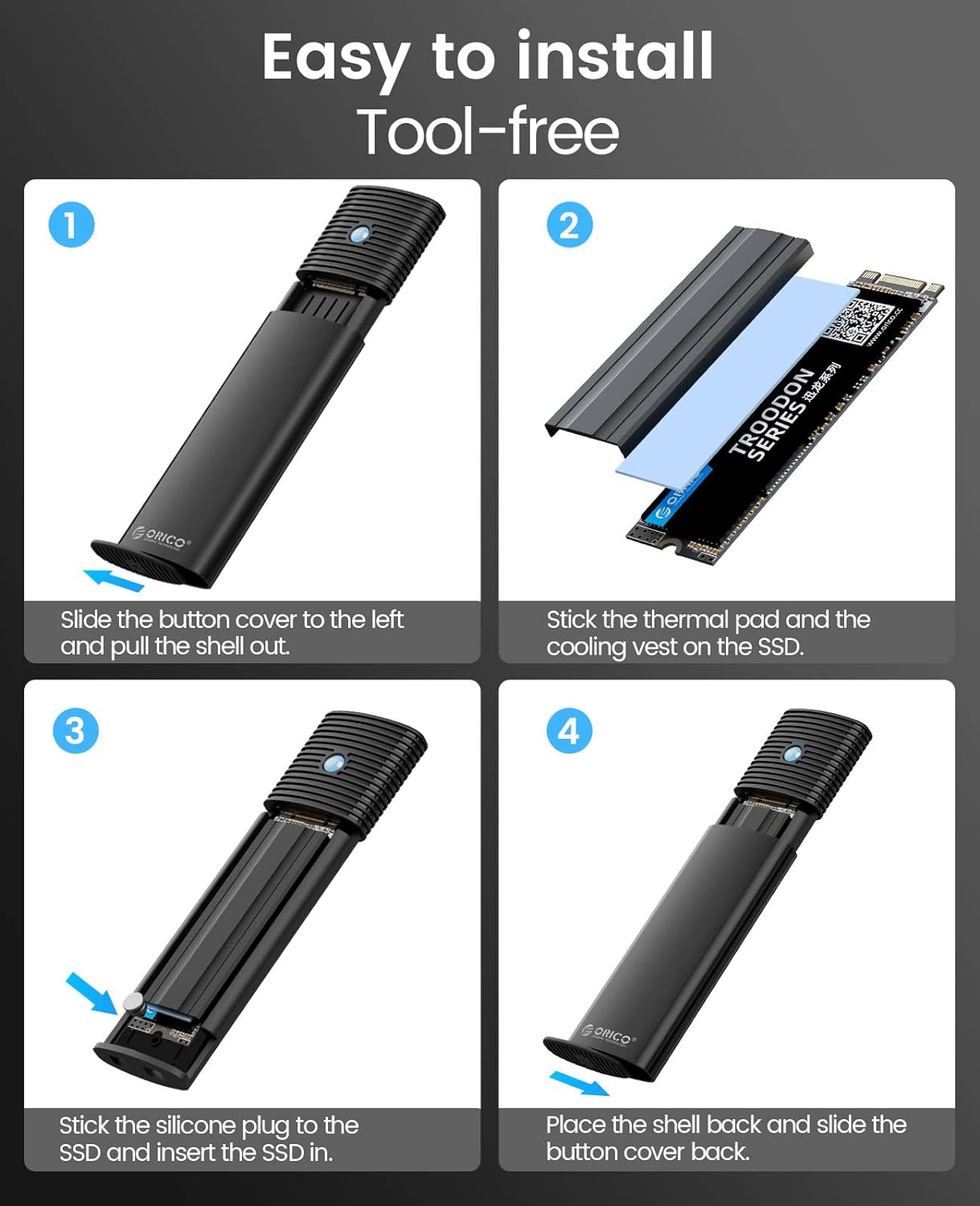 ORICO M.2 NVME 10Gbps SSD Hard Drive Enclosure