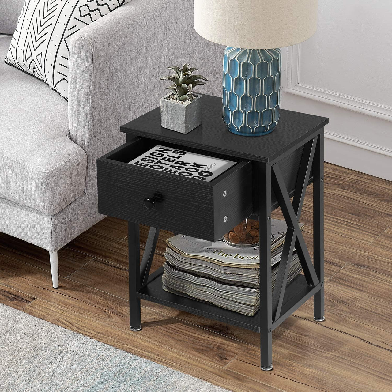 Bedside Table with Drawers