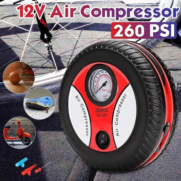 12V Car Air Compressor Compressor Tire Inflator, 260 Psi Dc 12V Portable Electric Mini Tire