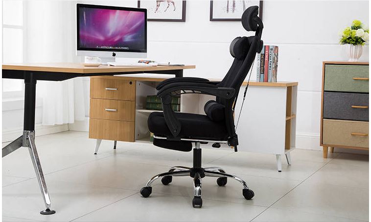 Swivel Office Chair Computer Chair Padded Footrest black - The Shopsite