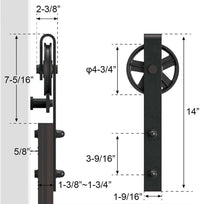 Thumbnail for Barn Door Hardware I - Shaped Rollers Track Rail 1.83m - The Shopsite