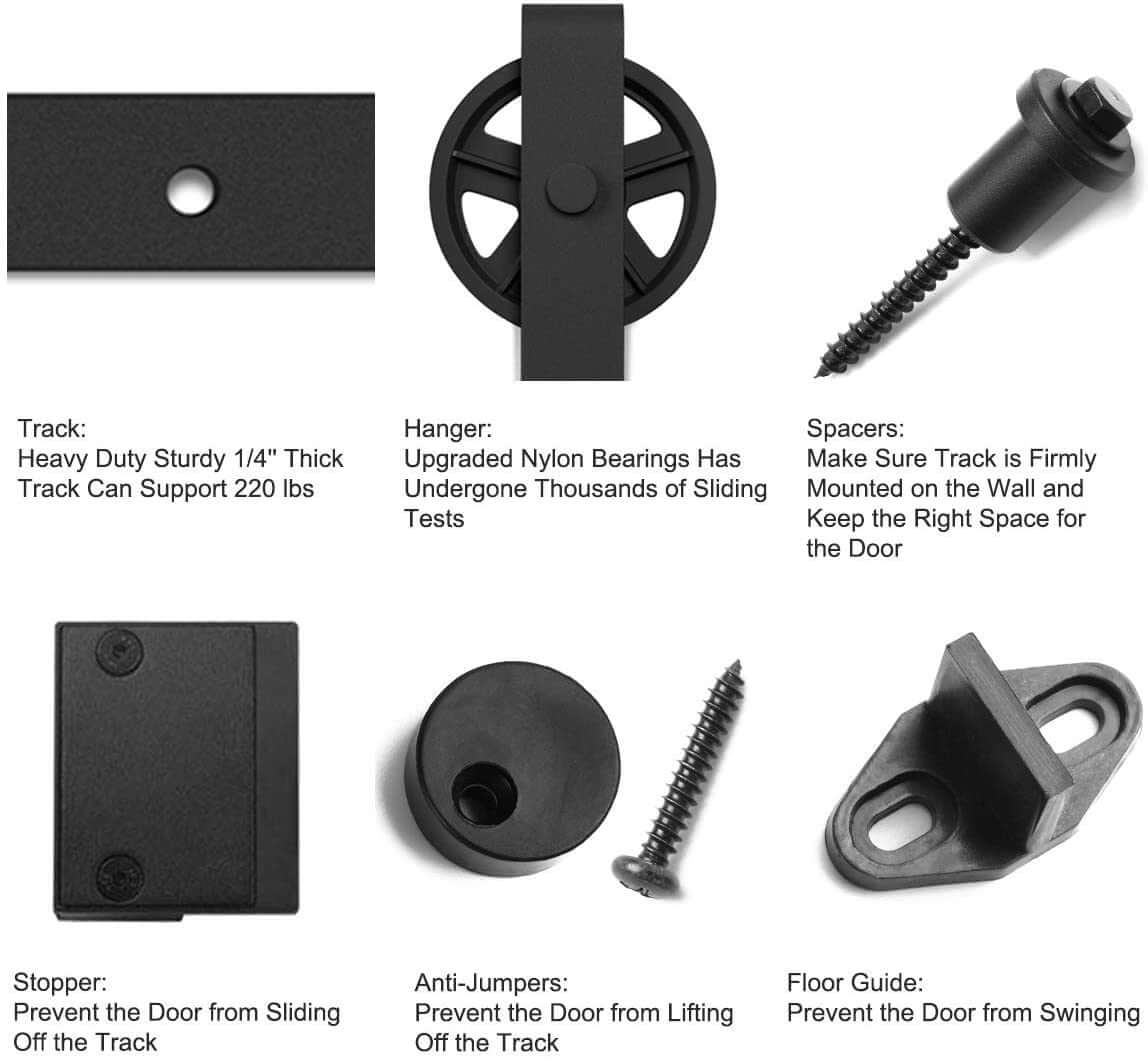 Barn Door Hardware I - Shaped Rollers Track Rail 1.83m - The Shopsite