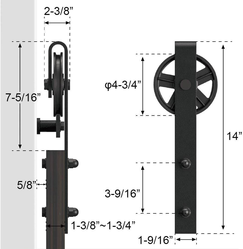 Barn Door Hardware I - Shaped Rollers Track Rail 2m - The Shopsite