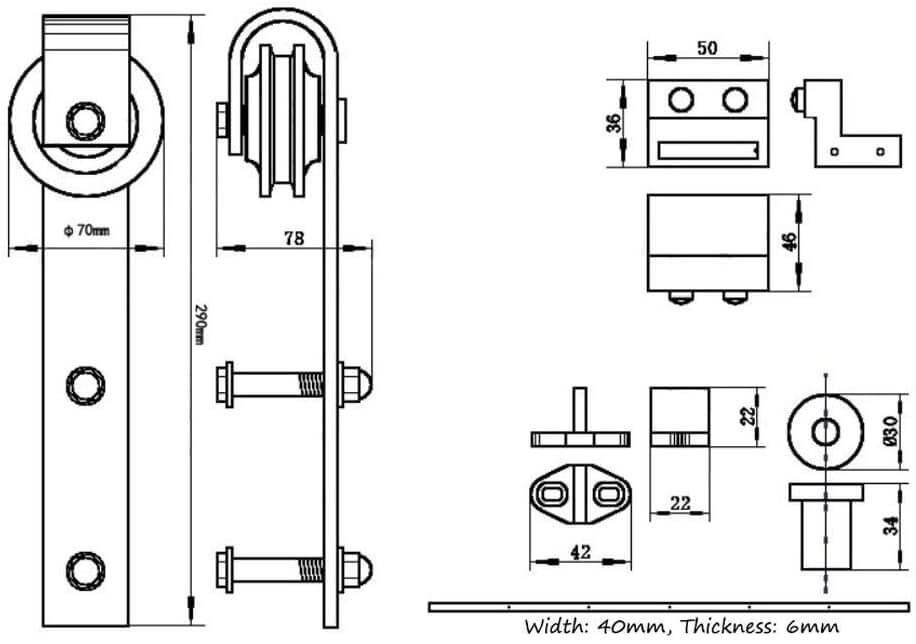 Barn Door Hardware 1.5M - The Shopsite