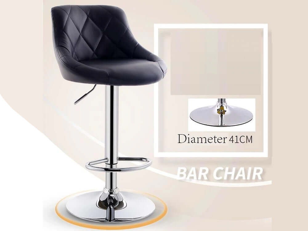 Bar Stool Leather Black 3pcs - The Shopsite