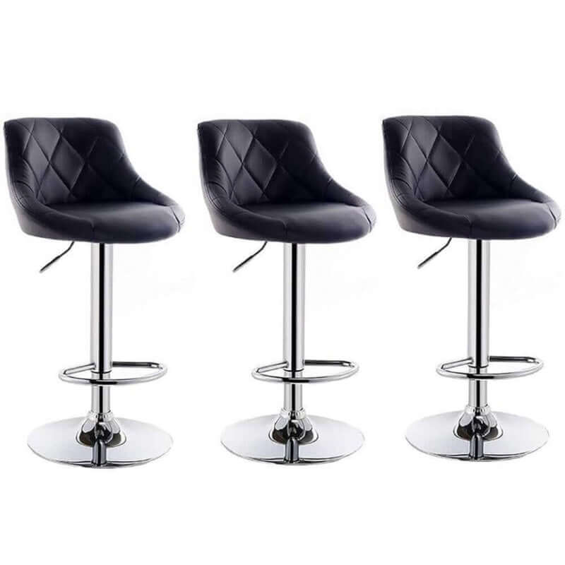 Bar Stool Leather Black 3pcs - The Shopsite