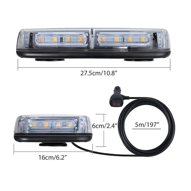 6 COB LED Beacon Flashing Magnetic Emergency Warning Strobe Amber Light 12/24V