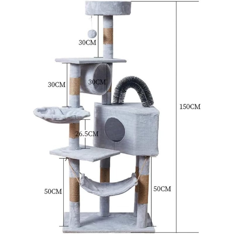 Cat Tree House with Scratching Posts Hammock