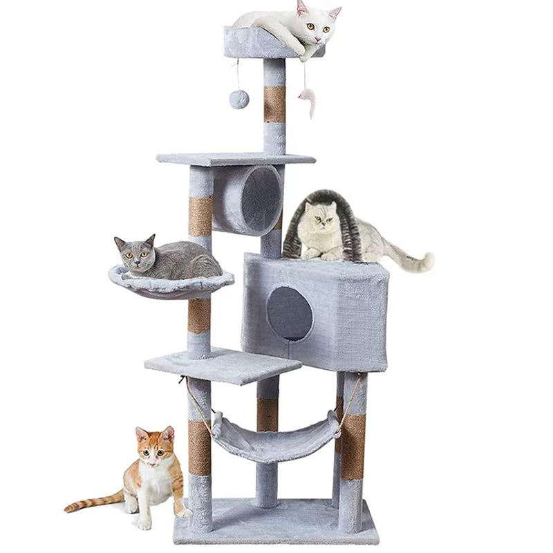 Cat Tree House with Scratching Posts Hammock